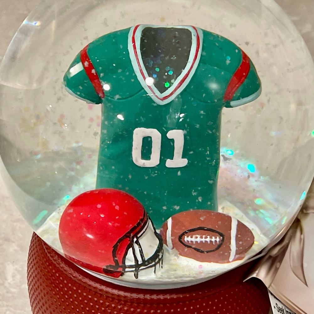 NEW Football snow globe, Jersey, helmet, football on football base! Great gift! - Picture 8 of 9
